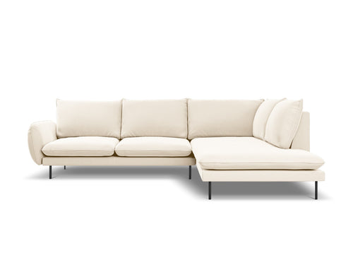 Cosmopolitan Design rechter hoekbank Vienna 6-zits, flueel, lichtbeige - 185x275x95cm