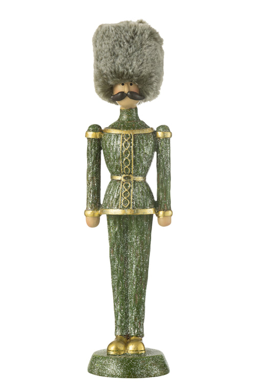 J-Line figuur notenkraker Bont Hoed Glitter - polyeresin - groen - large