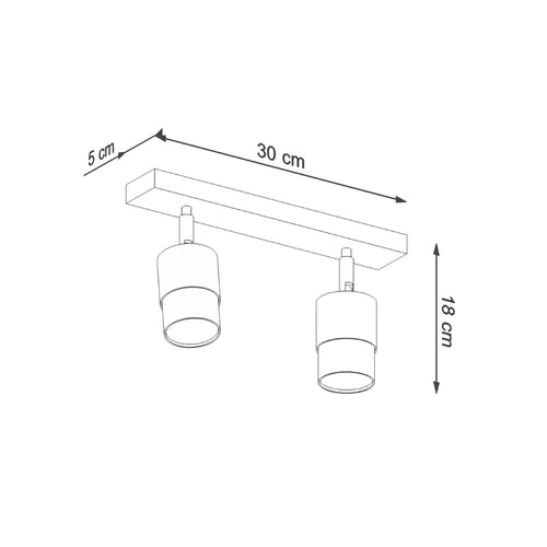 Sollux Lighting Plafondlamp NERO 2 zwart/goud - 30x5x18cm