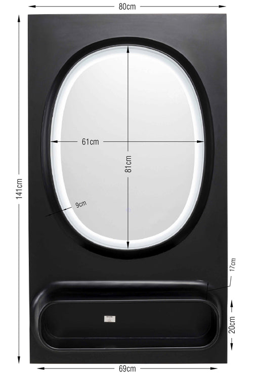 Kare Design Spiegel Aero LED 141x80cm zwart