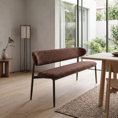 Giga Meubel Eetkamerbank Alexia - Rood/Brons - 160 cm - Met Rugleuning