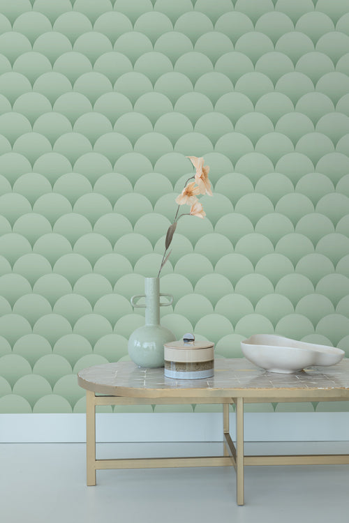 ESTAhome behang art deco motief vergrijsd groen - 50 x 900 cm - 139466