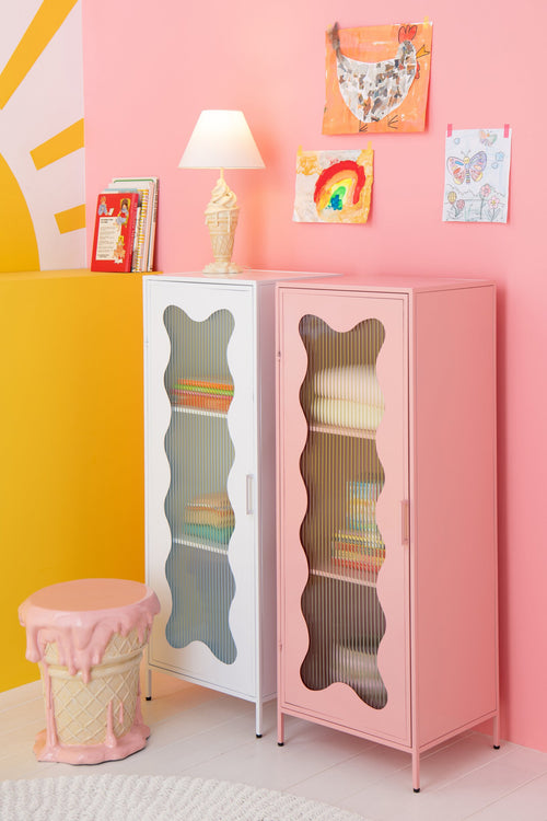 J-Line kast Golf - ijzer/glas - lichtroze