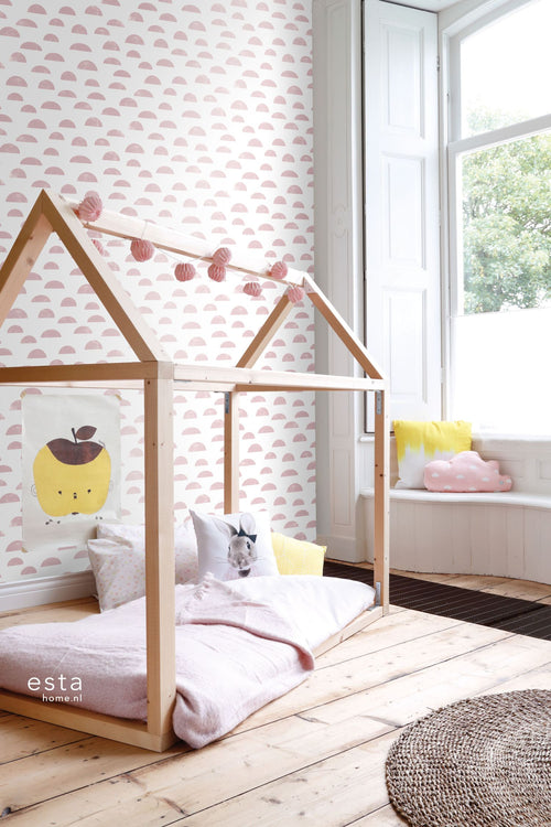 ESTAhome behang grafisch motief roze - 53 cm x 10.05 m - 139065