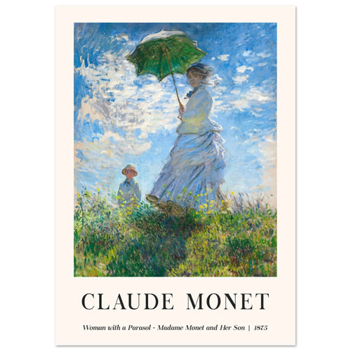 Artfulprints Poster Claude Monet - Women with a parasol   - A4 21x29.7 cm - Blauw