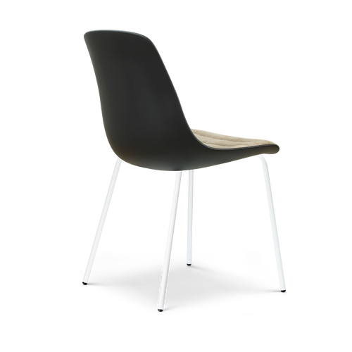 Nolon Nora-Liv eetkamerstoel zwart met nougatbruin zitkussen - wit onderstel - vtwonen shop