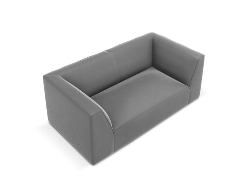Micadoni Bank Ruby 2-zits, flueel, grijs - 93x174x69cm