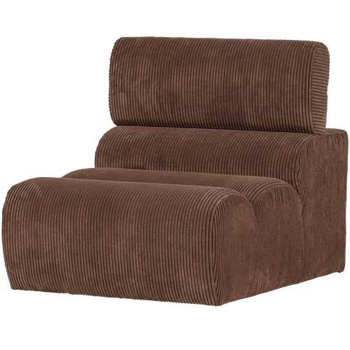 WOOOD 1-zits element bank Novi - Ribstof - Mokkabruin - 86x82x113