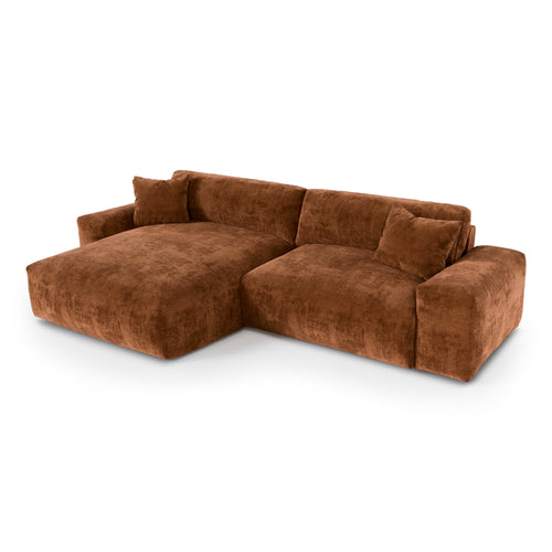 Premium Interiors - Linkerhoekbank CHEER - gewaafd fluweel terracotta 312cm