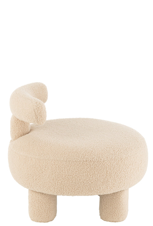J-Line kruk Rond met Rugleuning Bouclé - textiel - beige - vtwonen shop