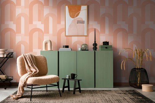 Livingwalls behang art deco motief oranje en beige - 53 cm x 10,05 m - AS-391702 - vtwonen shop