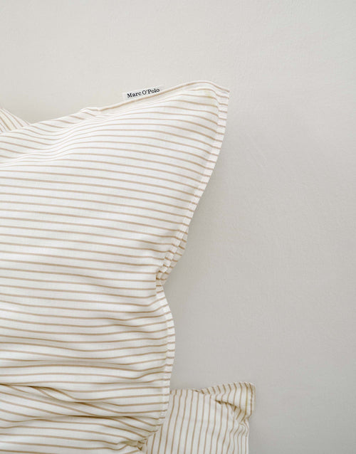 Marc O'Polo Classic fine stripe dekbedovertrek - Lits-Jumeaux XL – 260x200/220 cm - Dark Sand