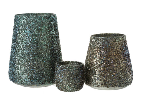 J-Line windlicht Glitter - glas - donkergroen - large - vtwonen shop