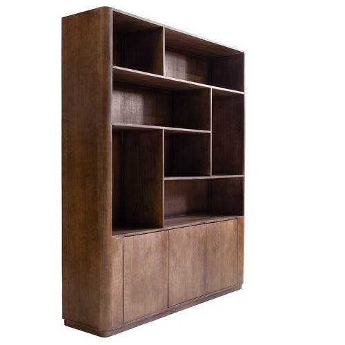 Giga Meubel Wandkast Finn - Mangohout - Donkerbruin - 180x45x220cm - vtwonen shop