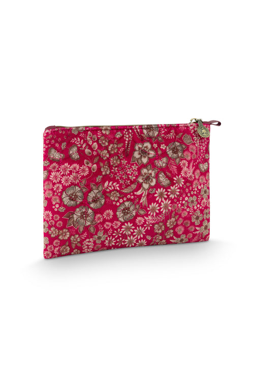 Pip Studio - Charly Make-up Tasje Dames - Daisy Dreams - Rood - 24x1x15.5cm