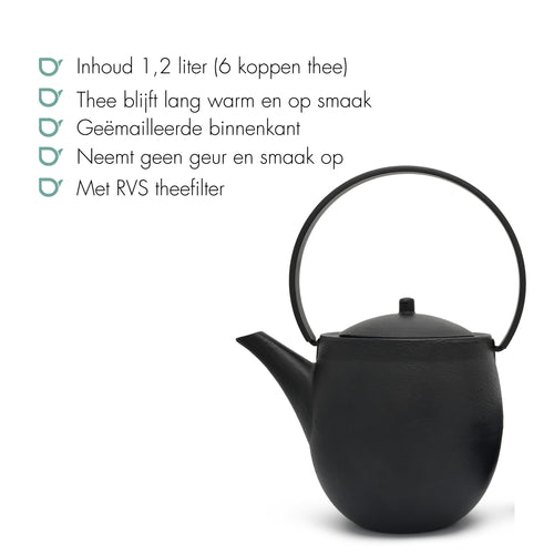 Bredemeijer - Gietijzeren theepot Sendai - 1,2 liter - Zwart - vtwonen shop