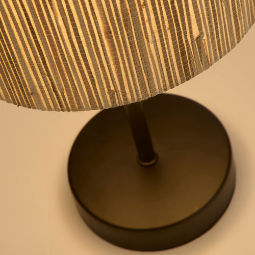 Searchlight - Meadow 1-lichts tafellamp, natuurlijke graskap en zwart metaal