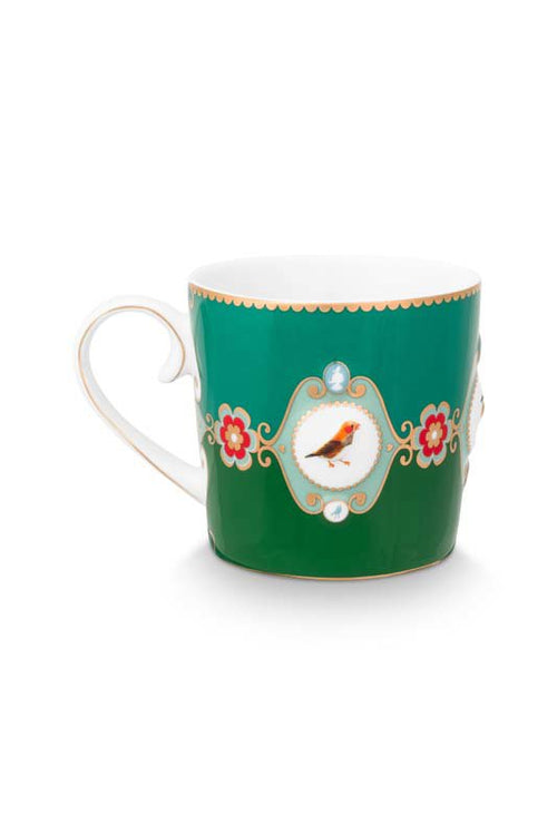 Pip Studio Mokken - Love Birds Medallion - Donkergroen - 300ml - Set van 2