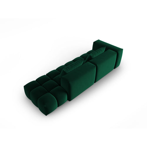 Cosmopolitan Design - Rechte modulaire bank Verona 4-zits, flueel flessengroen - 85x265x70cm