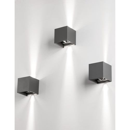 Merano Chicago 2-lichts up-down wandlamp voor buiten donkergrijs aluminium LED 2x3W 510Lm 3000K verstelbaar IP54
