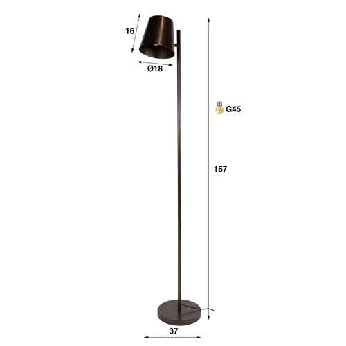 Giga Living Vloerlamp Flex - Bruin Metaal - 40x20x155cm