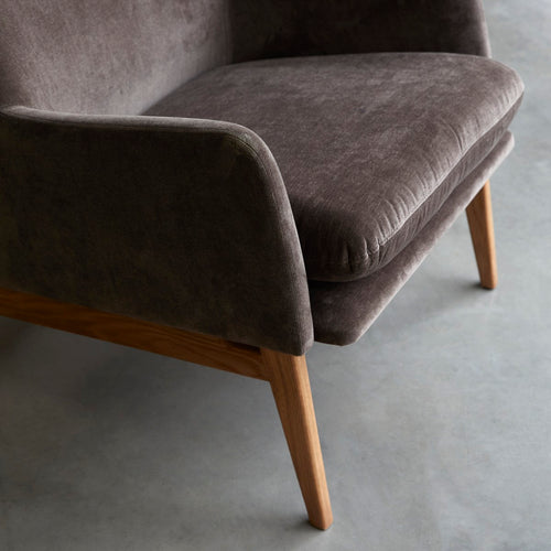 Tikamoon Fauteuil van massief eikenhout en grijs fluweel - Grijs