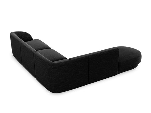 Micadoni linker hoekbank Miley 6-zits, chenille, zwart - 248x255x70cm