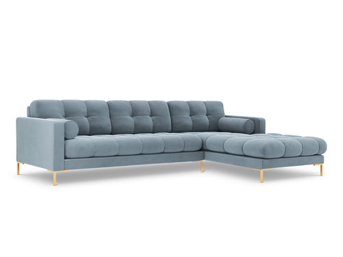 Cosmopolitan Design rechter hoekbank Bali 5-zits, flueel, lichtblauw - 185x293x75cm