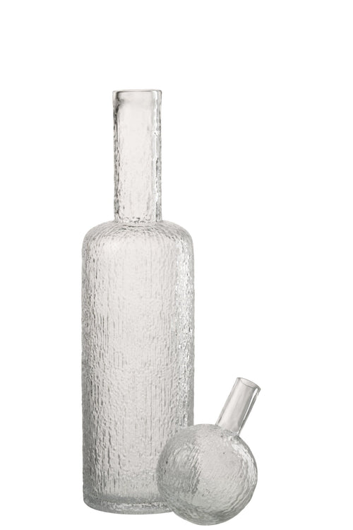 J-Line decoratie Fles Reliëf - glas - transparant - large
