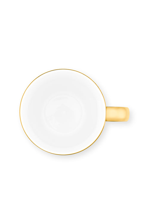 vtwonen - mokken met oor - set van 4 - porselein - goud - 275 ml