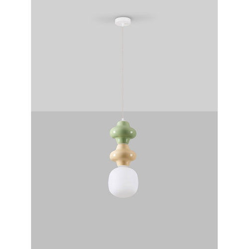 Nova Luce CLIO Slanke hanglamp voor aan het plafond, groen, geel, mat wit, E14 fitting, 1x5W