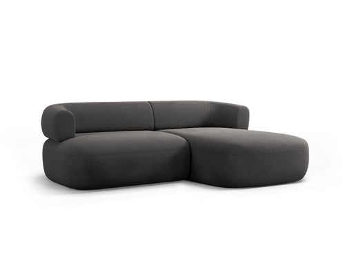 Micadoni rechter hoekbank Jenny 5-zits, flueel donkergrijs - 145x200x73cm
