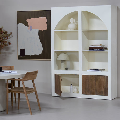 Giga Meubel Vakkenkast Miné - Beton Ciré - Beige - 150x38x210cm - vtwonen shop