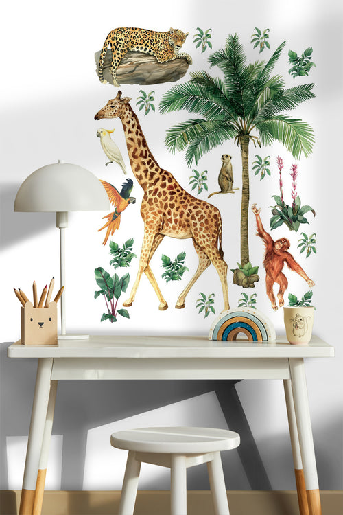 Sanders & Sanders muursticker jungle dieren jungle groen - 85 x 65 cm - 601354