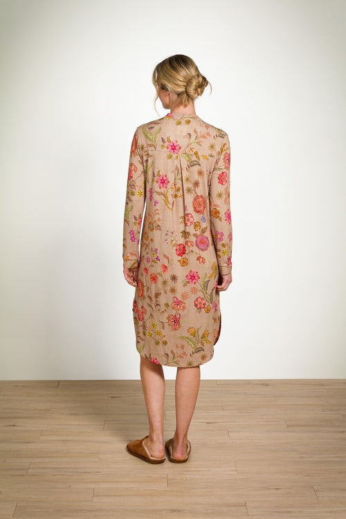 Pip Studio - Diogo Nachthemd Lange Mouw Dames - Coco Flower - Zand - L
