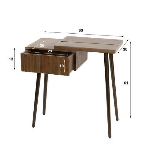 Giga Meubel Nachtkastje Carve Rechts - Bruin Acaciahout - 60x30x60cm