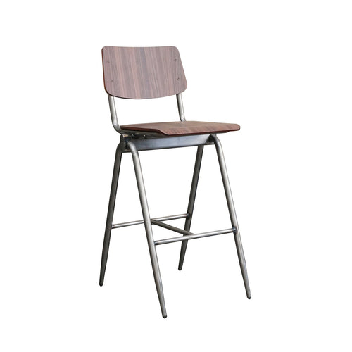 LABEL51 Barkruk Solid - Donkerbruin Hout - Zithoogte 86cm - Set van 2