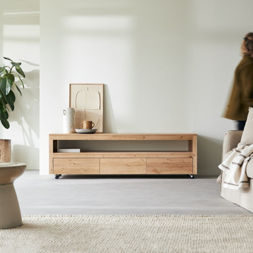 Tikamoon Massief eiken met knoesten tv-meubel 180 cm - Naturel