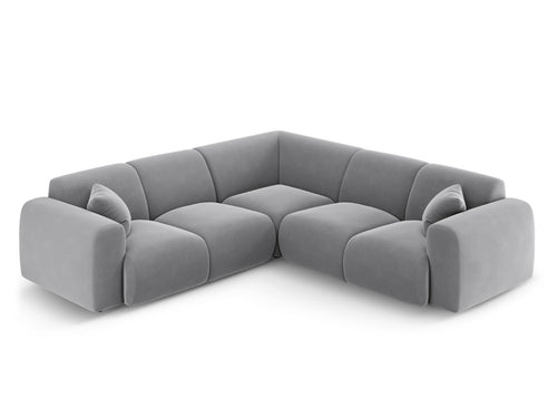 Cosmopolitan Design Hoekbank Nolio 5-zits, flueel lichtgrijs - 252x252x72cm
