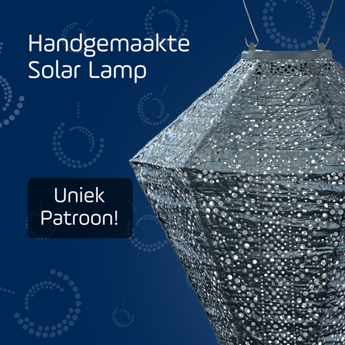 Lumiz solar lampion - lace diamond - 28 cm - grijs blauw