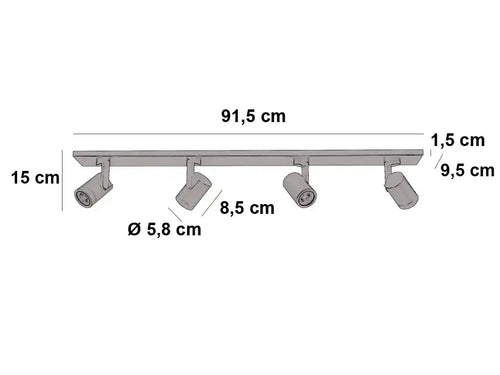 Highlight spot HALO - 4 lichts - 91.5  x 15   cm - bruin