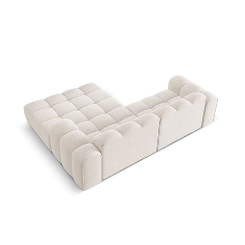 Cosmopolitan Design - Rechter hoekbank Treno 3-zits, chenille lichtbeige - 184x240x70cm