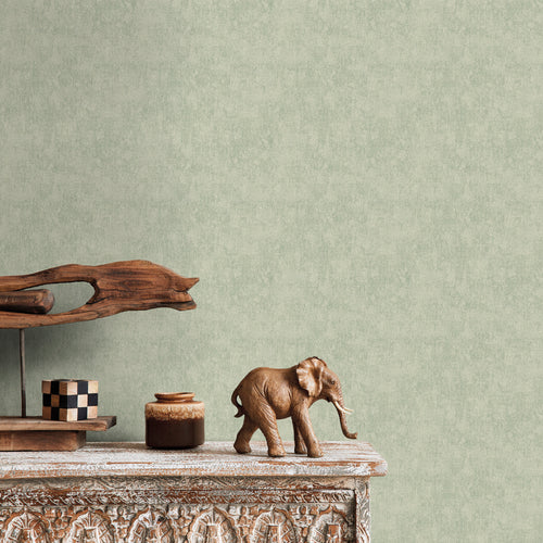 Sanders & Sanders behang linnenstructuur vergrijsd mintgroen - 280 x 275 cm - 640269 - vtwonen shop