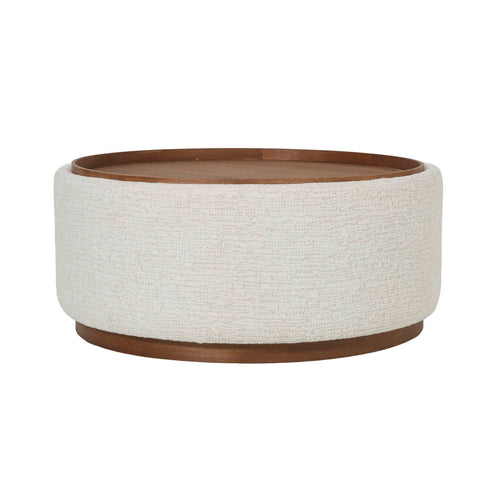 DÉJA Living Salontafel Marcia - Rond Beige/Walnoot - Incl. Opbergruimte - Ø83cm - vtwonen shop