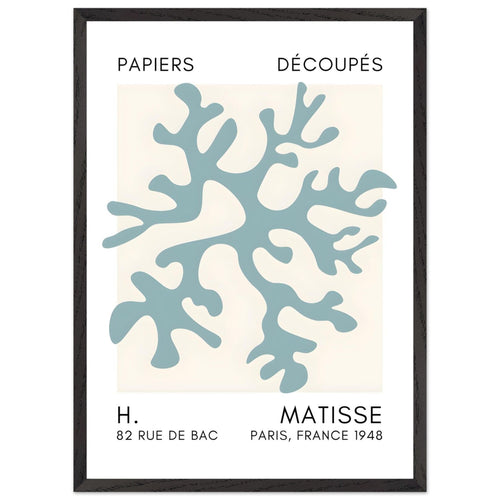 Artfulprints Poster met Lijst Matisse – Dreamy coral flower turquoise   - 50x70 cm - Turquoise