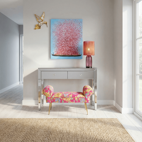 Kare Design Schilderij Flower Boat 80x100cm blauw en roze