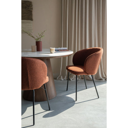 Housecraft Living Joa Eetkamerstoelen Bouclé Terra - Set van 2 - vtwonen shop