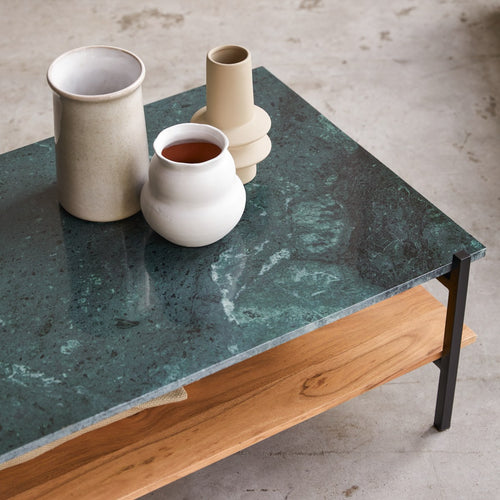 Tikamoon Massief acacia en marmeren salontafel - Naturel