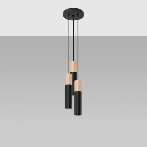 Sollux Lighting Hanglamp PABLO 3P zwart - 20x20x100cm