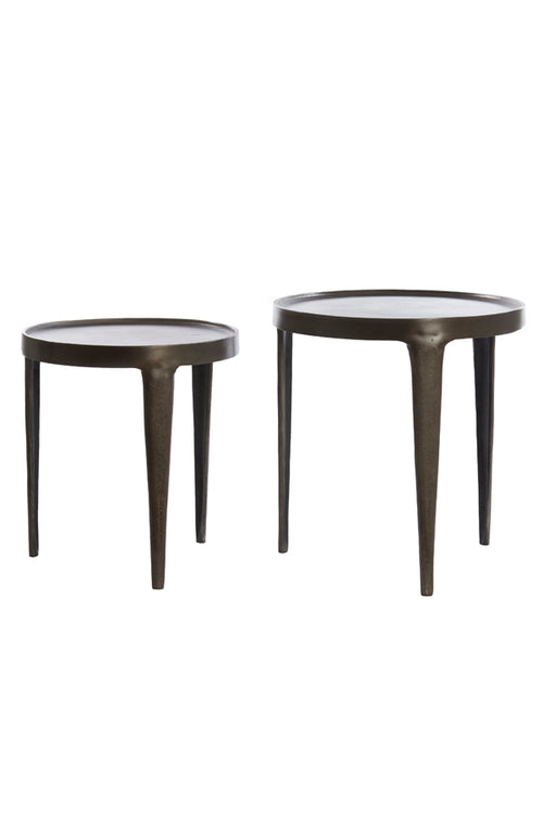 Light & Living bijzettafel TOBIAS - Ø43x45.5cm - bruin - Set van 2